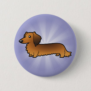 Cartoon Dachshund (longhair) 2 Inch Round Button