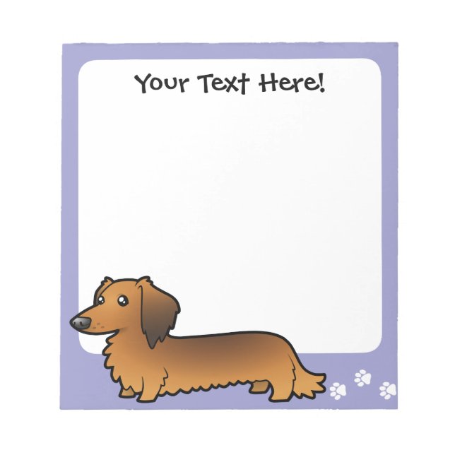 Cartoon Dachshund (longhair) Notepad (Front)