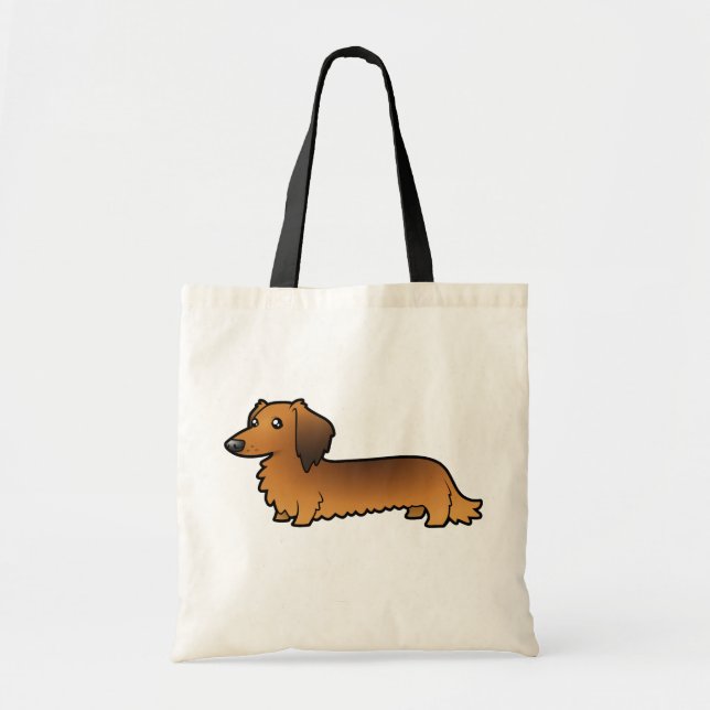 Cartoon Dachshund (longhair) Tote Bag (Front)