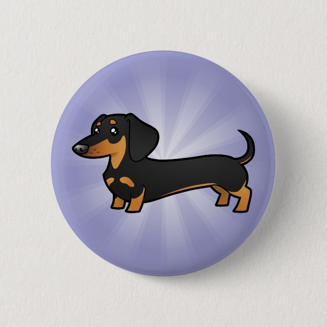 Cartoon Dachshund (smooth coat) 2 Inch Round Button (Front)