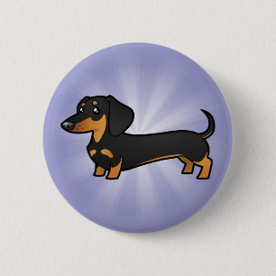 Cartoon Dachshund (smooth coat) 2 Inch Round Button