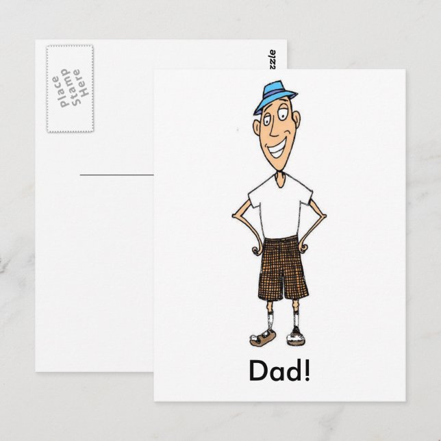 Cartoon Dad Father's Day Postcard (Front/Back)