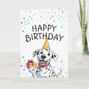 Cartoon Dalmatian with Gift Birthday Card