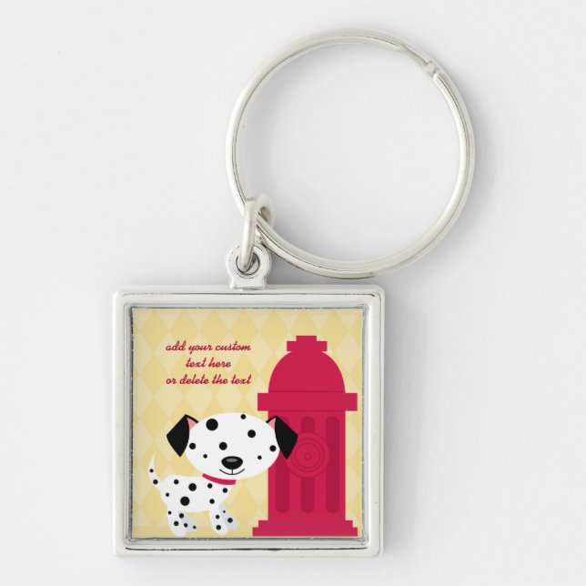 Cartoon dalmation dog & fire hydrant keychain (Front)