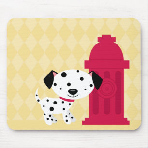 Cartoon dalmation dog & fire hydrant mousepad