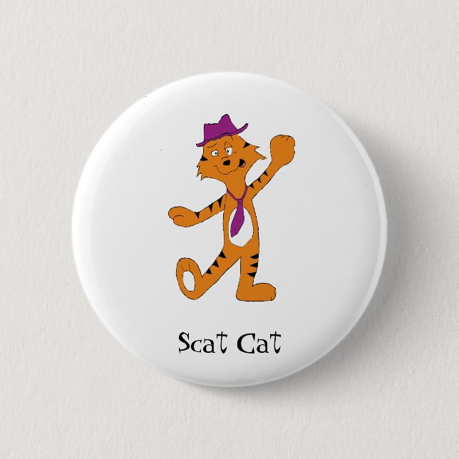 Cartoon Dancing Jazz Tiger 2 Inch Round Button (Front)