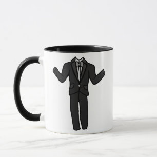 Cartoon Dark Gray Tuxedo Suit Mug