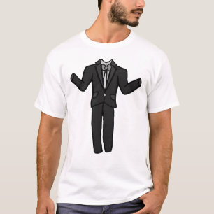Cartoon Dark Gray Tuxedo Suit  T-Shirt
