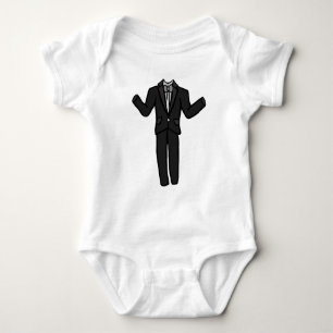 Cartoon Dark Grey Tuxedo Suit  Baby Bodysuit