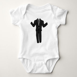 Cartoon Dark Grey Tuxedo Suit Baby Bodysuit