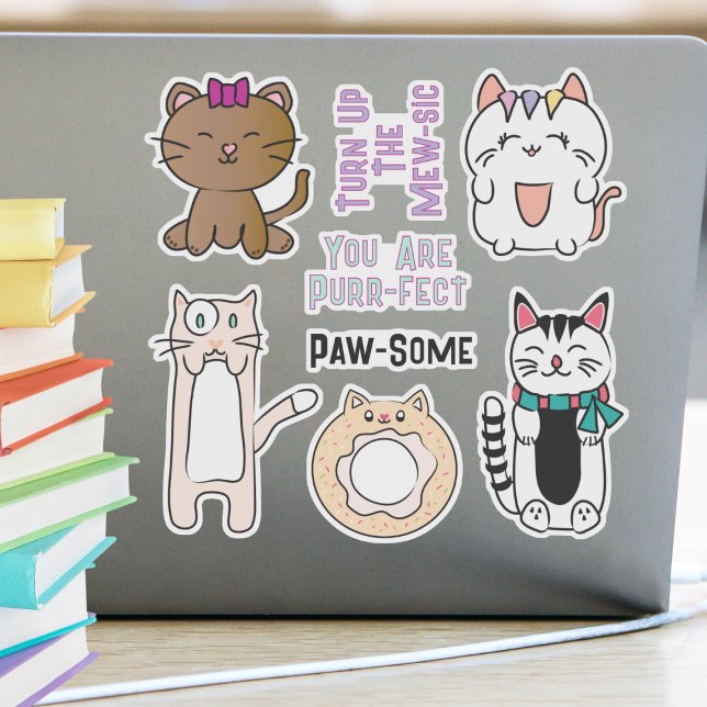 Cartoon de chat mignon Drôle Sticker en vinyle tai (Créateur téléchargé)