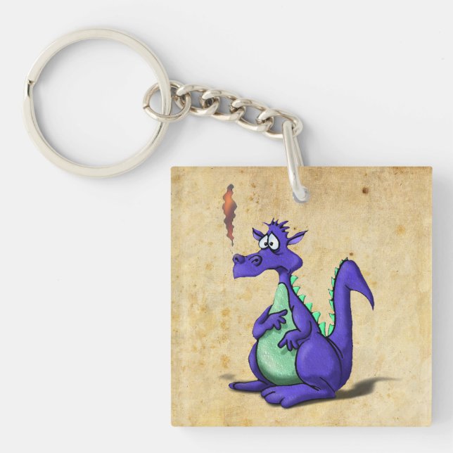 Cartoon de dragon violet inquiété (Devant)
