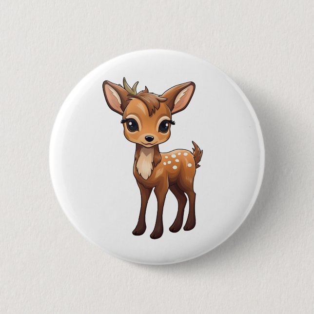 Cartoon deer illustration 2 inch round button (Front)
