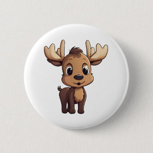 Cartoon deer illustration 2 inch round button