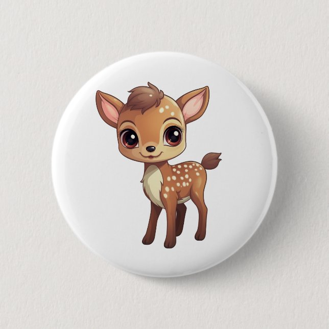 Cartoon deer illustration 2 inch round button (Front)