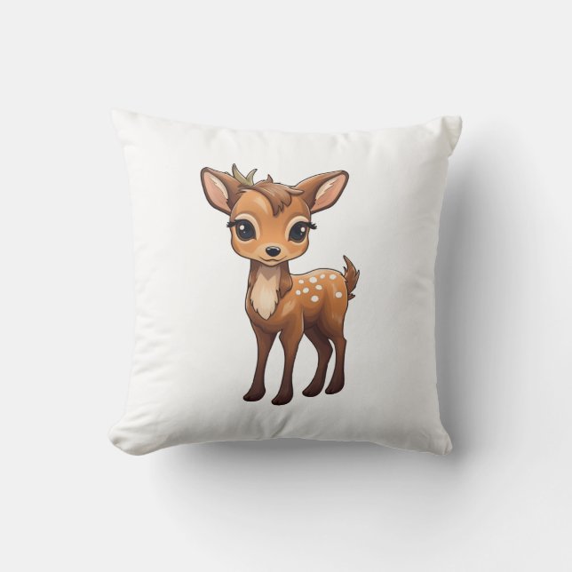  Cartoon deer illustration Throw Pillow (Front)