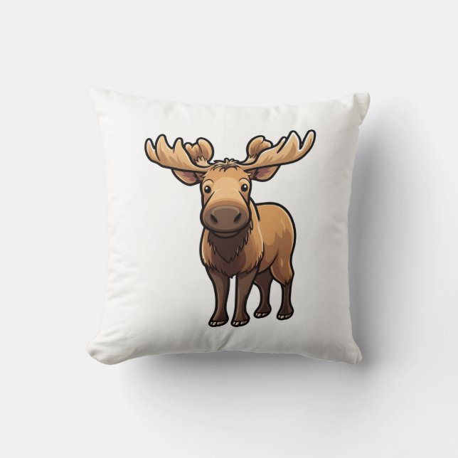  Cartoon deer illustration Throw Pillow (Front)