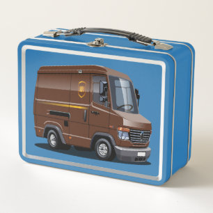 Cartoon delivery van metal lunch box