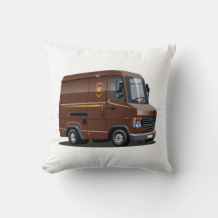 Cartoon delivery van throw pillow