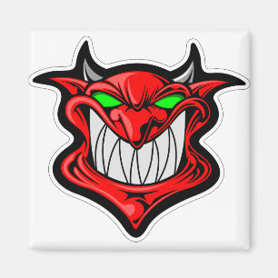 Cartoon demon face head satan magnet