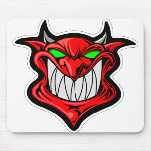 Cartoon demon face head satan mouse pad