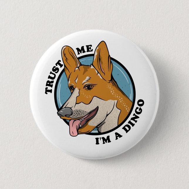 Cartoon Dingo 2 Inch Round Button (Front)