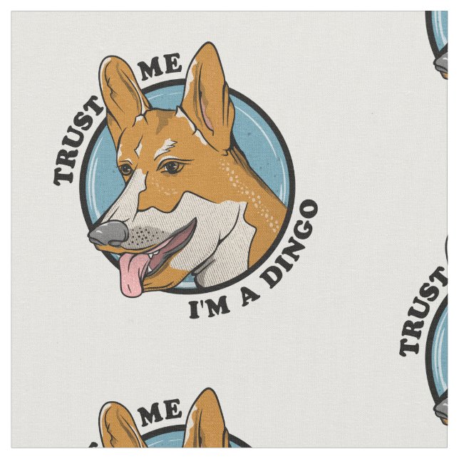 Cartoon Dingo Fabric (Close Up)