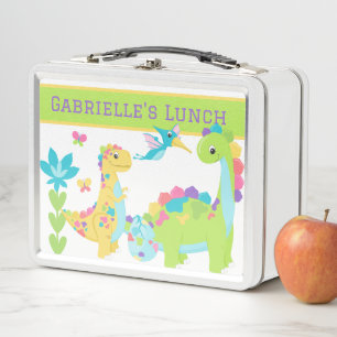 Cartoon Dino Dinosaur Personalized Colourful Metal Lunch Box