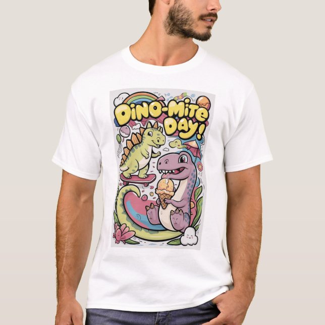  Cartoon Dino Fun T-Shirt (Front)
