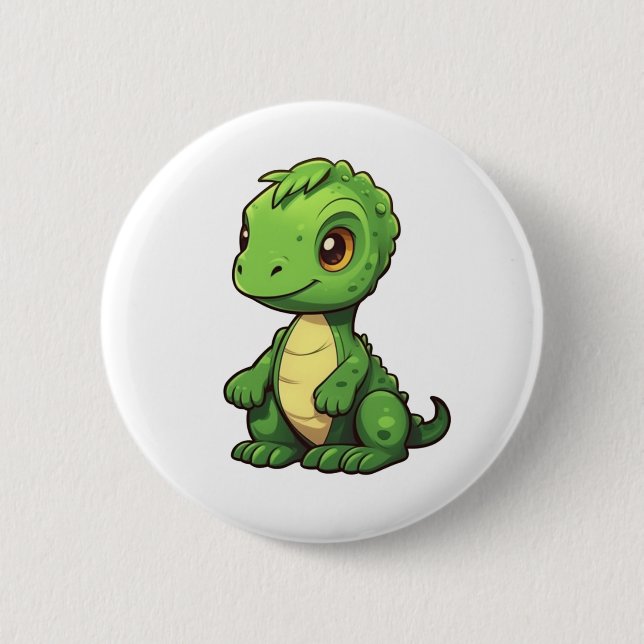 Cartoon dinosaur illustration 2 inch round button (Front)