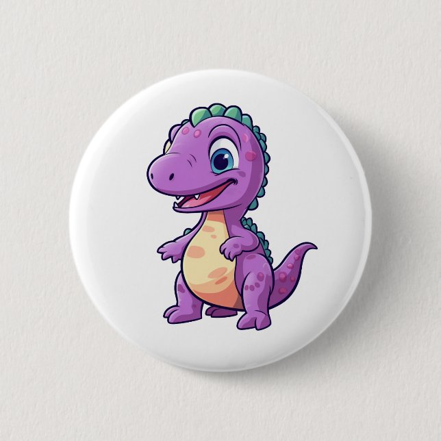 Cartoon dinosaur illustration 2 inch round button (Front)