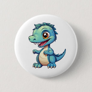 Cartoon dinosaur illustration 2 inch round button