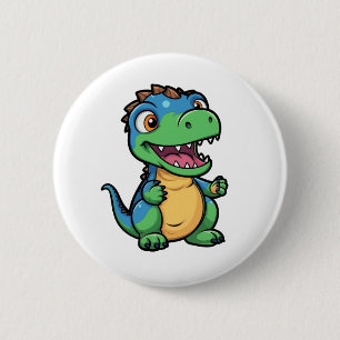 Cartoon dinosaur illustration 2 inch round button
