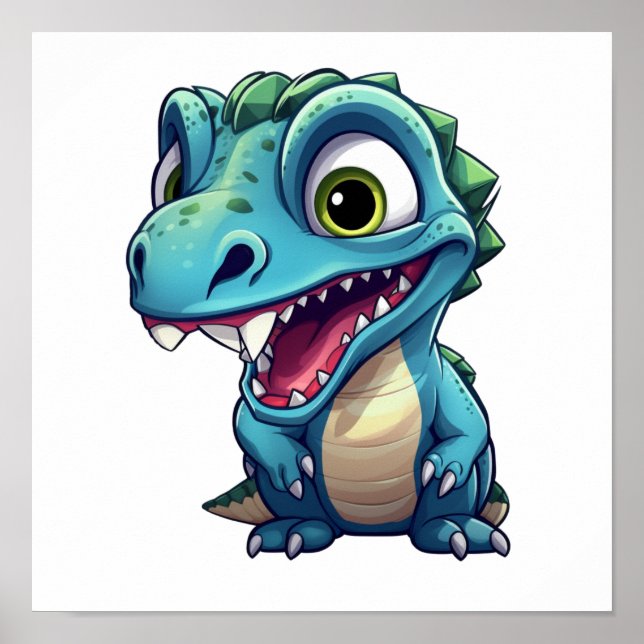 Cartoon dinosaur illustration poster (Front)