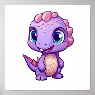 Cartoon dinosaur illustration poster