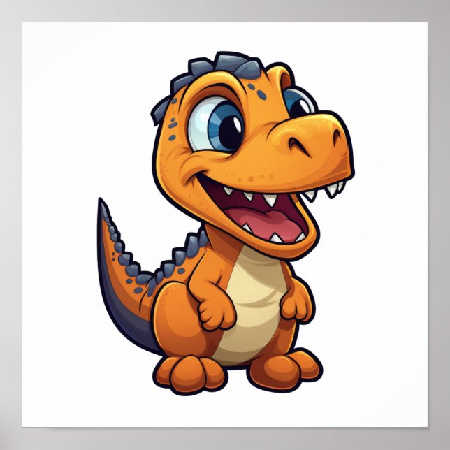 Cartoon dinosaur illustration poster (Front)