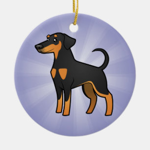 Cartoon Doberman Pinscher (floppy ears) Ceramic Ornament