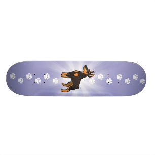 Cartoon Doberman Pinscher (pointy ears) Skateboard
