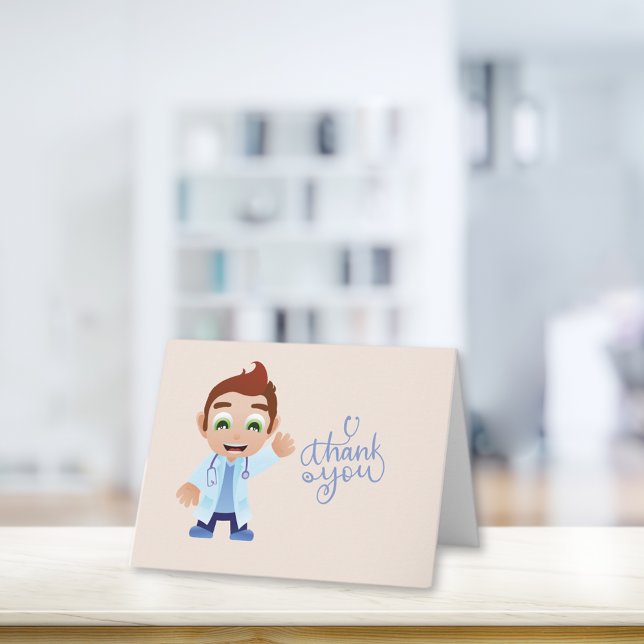 Cartoon Doctor Tan Thank You Card (Creator Uploaded)