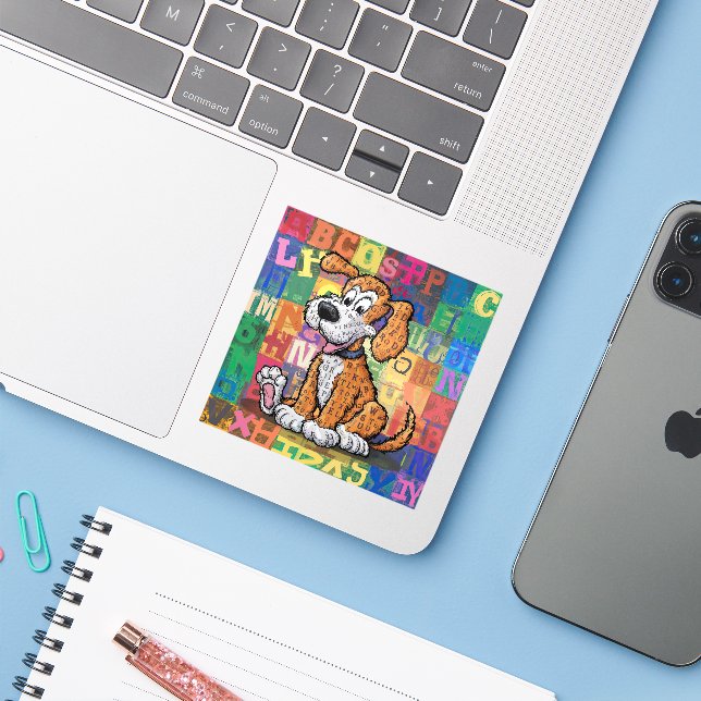 Cartoon Dog (Laptop w/ iPhone)