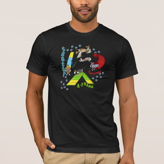 Cartoon Dog Agility Dark TShirt (Front)