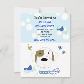 Cartoon Dog Birthday Party Invitation