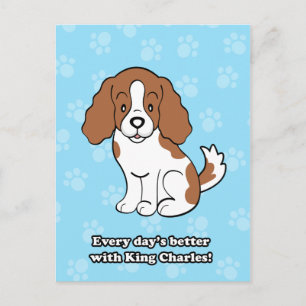 Cartoon Dog Cavalier King Charles Postcard