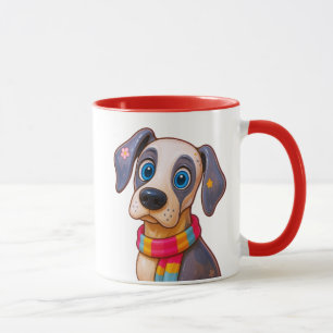 Cartoon Dog Colorful Scarf Mug