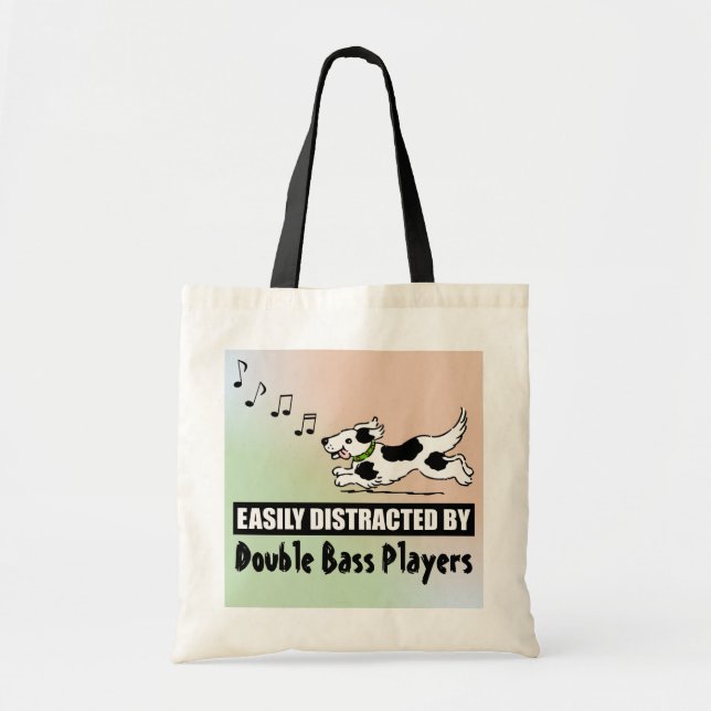 Cartoon Dog Distracted by Double Bass Players Tote Bag (Front)