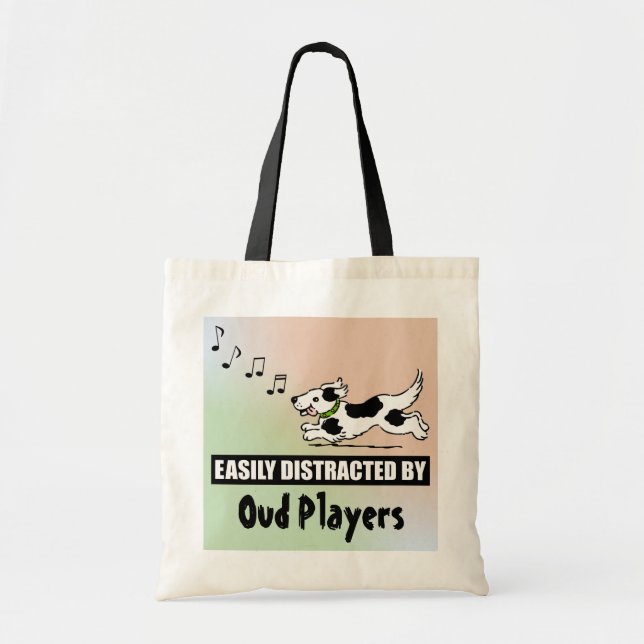 Cartoon Dog Easily Distracted by Oud Players Tote Bag (Front)