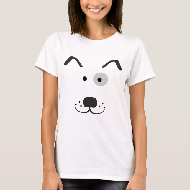 Cartoon Dog Face Illustration T-Shirt (Front)