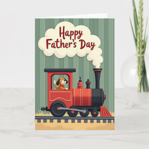 Cartoon Dog Fathers Day Wave Card