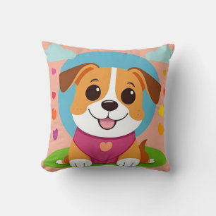 Cartoon Dog for cozy aesthetic room design Throw Pillow