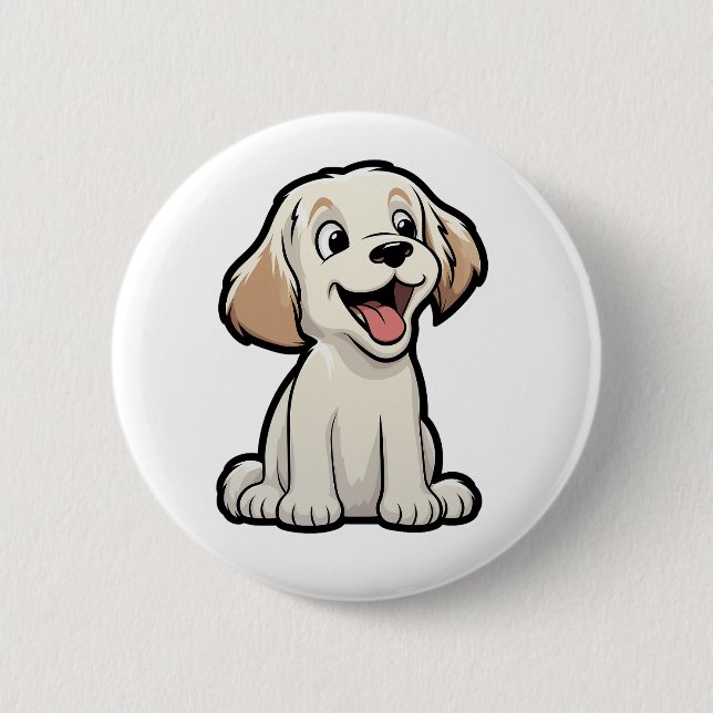 Cartoon dog illustration 2 inch round button (Front)